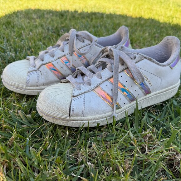 Adidas Superstar Iridescent Stripe Low Top Lace Up Big Kid 5US - Picture 2 of 12